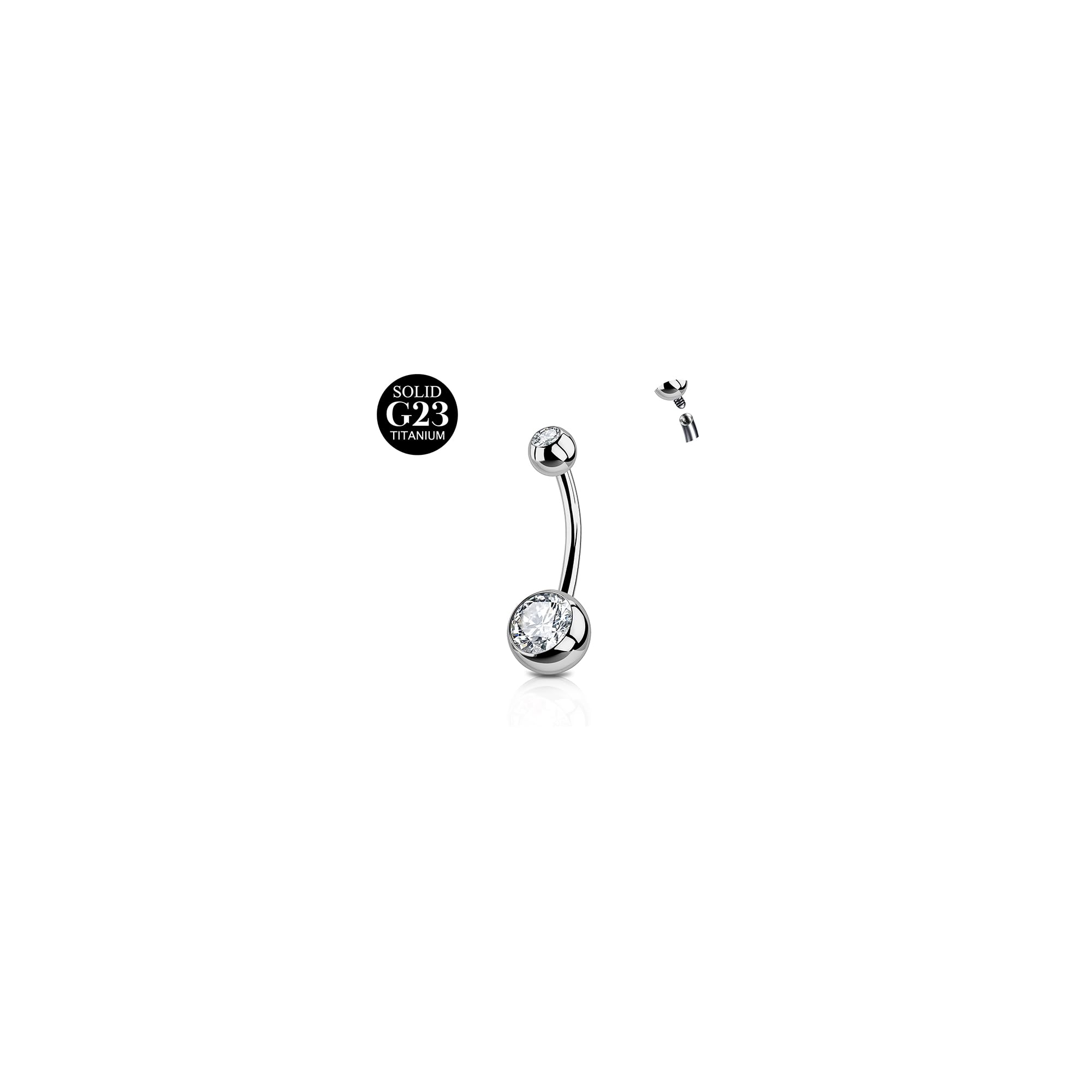 AceFun 14G Titan Bauchnabelpiercing 10mm massiv Silber Titan Bauchnabelpiercing Bauchnabelschmuck mit Cubic Zirkonia Piercings kurze Barbell Piercings für Frauen