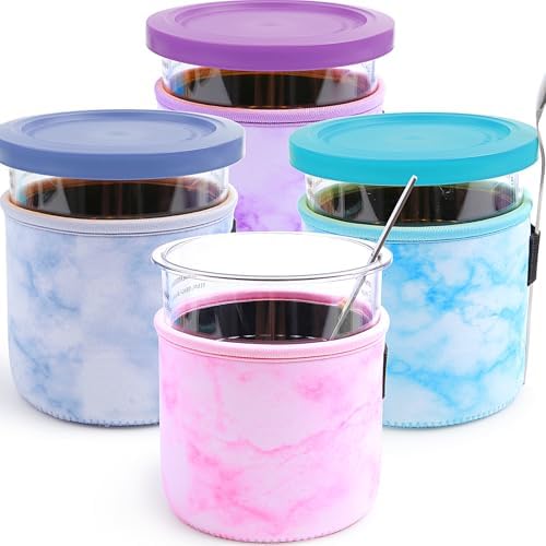 4 Pack Reusable Ice Cream Neoprene Sleeve Ninja Creami Deluxe Con...
