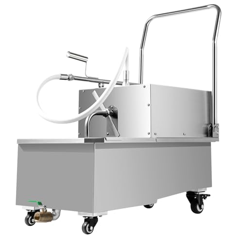 Eleeferri 55 L /14.5 Gal Commercial Fryer Filter Machine, Mobile Deep Fryer Oil Filter Truck, 550W Fryer Filter, Gravity Sedimentation, 8.45Gal/min Pump Flow Frying Oil Filtering System for Restaurant