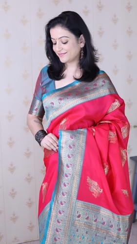 Image of SGF11 Women's Kanjivaram Pure Soft Silk Saree With Blouse Piece