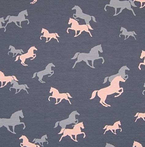 0,5 x 1,4 m, jersey di cavalli, grigio e rosa e
