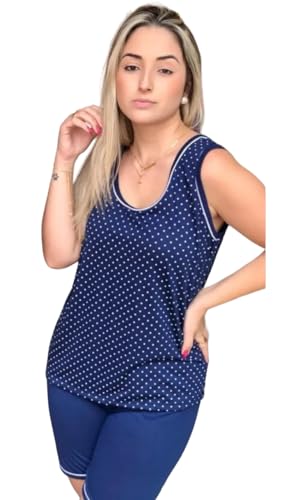 Pijama Feminino Regata e Short Baby doll Femminino verão Confortável (BR, Alfa, GG, Regular, Regular
