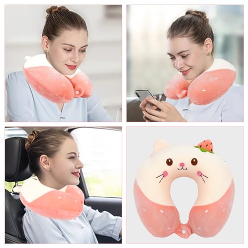 Wishstar Tier Reisekissen Rosa, Kinder Nackenkissen, Cartoon U-förmiges, Memory Schaum Nackenkissen, Stützkissen für Auto Zug Büro Heim Flugzeug für Reisen