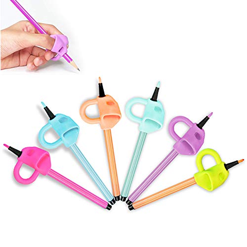 AKEfit Pencil Grips - Pencil Grips for Kids Handwriting, Ergonomic Writing Aid Grip Trainer Posture Correction Finger Silicone Grip for Kids, Adults (6 Pack)