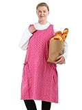 APRONNER Cross Back Plus Size Linen Aprons for Women with Pockets Blend Dress for Baking Cooking Gardening Works Wedding Xi