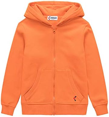 KOWDRAGON Kids Zip up Hoodie Soft Brushed Fleece Sweatshirt Hooded Jacket with Pockets for Boys and Girls 3-12 Years (Orange, M)