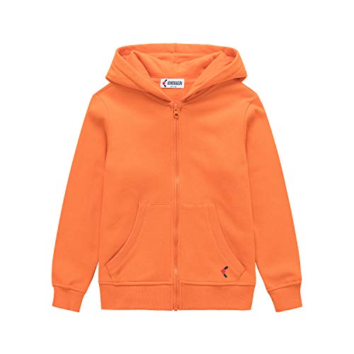 Kowdragon Kids Zip Up Hoodie Soft Brushed Fleece Sweatshirt Hooded Jacket With Pockets For Boys And Girls 3-12 Years (Orange, M) #TOP2