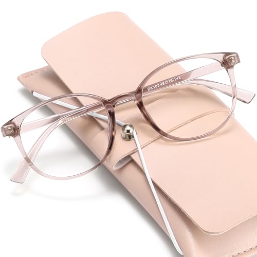 miyya Blue Light Blocking Glasses with Protective Case, Round Transparent Frames for Comfort & Eye Strain Relief