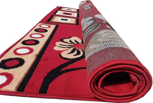 Image of Home Decore Acrylic Carpet for Your Living Room & Drawing Room Aywhere in Your Home Size - 5 X 7 Ft (RED-D)