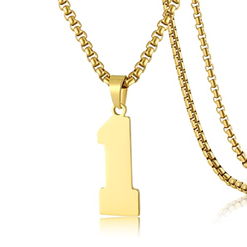 SKQIR Number Necklace for Men Black Baseball Jersey Number Pendant for Boys Athletes Number Chain Pendant for Boys Sport Stainless Steel necklace Stocking Stuffers Christmas New Year Gifts for Men