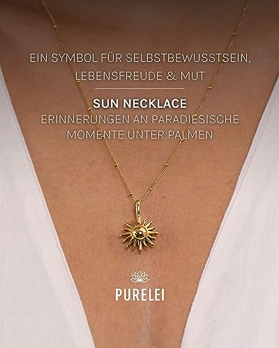 PURELEI® Sun Halsketting dames (goud, zilver en roségoud) met zonhanger (50/55 cm lengte, verstelbaar) sieraden waterdicht - Afbeelding 3
