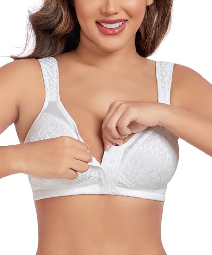 Curyon Soutien-Gorge minimisant sans Armatures pour Femmes Fermeture à l'avant Grandes Tailles Bonnets Entiers sans Rembourrage Dos croisé Élastique...