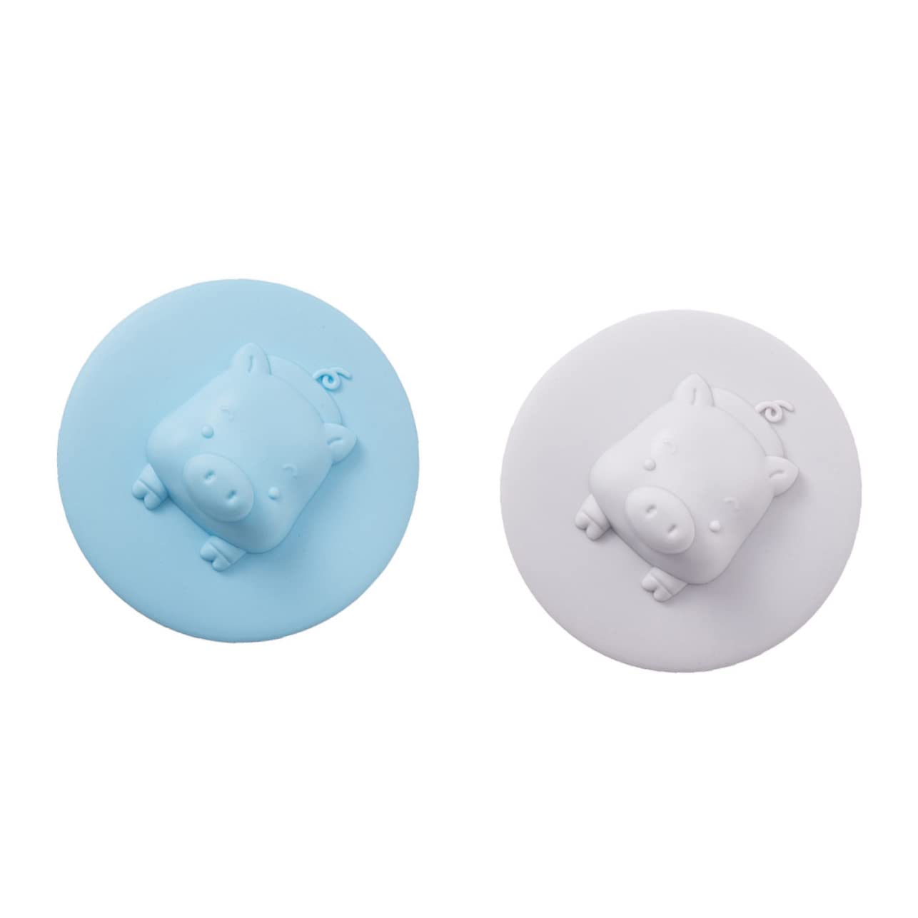 Couvercle de vidange en silicone cochon pour douche et évier - Lot de 2 pièces