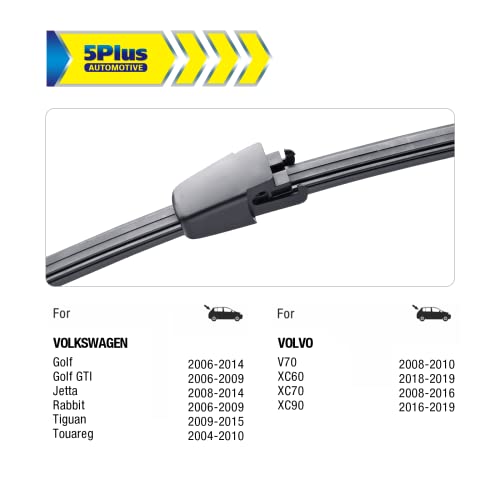 Image of 5 PLUS 13 Inch Rear Wiper Blade Replacement for Volkswagen Golf V VI Variant 2014-2006 Jetta 2014-2009 Rabbit 2009-2006 Tiguan 2015-2009 Touareg 2010-2004 BACK Windshield Wiper Blade (13-G)