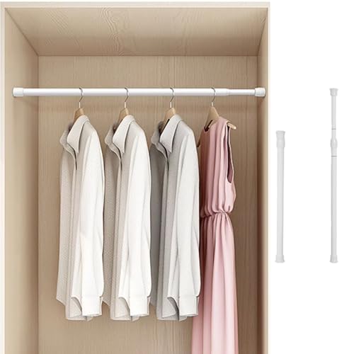 Spring Rods for Windows 9.84"(25cm)-15.75"(40cm) Autuwintor Shower Bar for Curtain White Screwless Curtain Rods,with Self Adhesive Hooks,Pack of 8