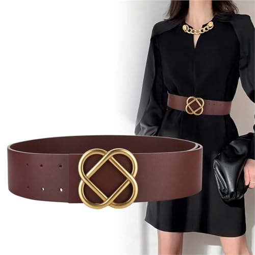 Decorative Belt Female Wide Waistband Gold Plum Buckle Belt For Women Decorative Dresses, Suits,Windcoat Waistband for Country Concert Outfit(Deep green)4