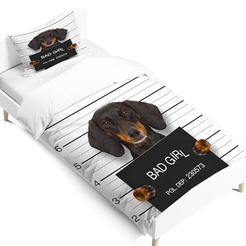 AVJWWD Housse de Couette Chien 3D Motif 3 pièces Chien Parure de lit 1/2 Personnes,Housse de...