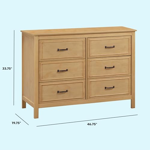 Image of Davinci Charlie 6-Drawer Baby Dresser - Wooden Double Chest of Drawers for Kids, Boys and Girls - Multi-Purpose Storage Dresser for Bedroom, Nursery, Living Room & Hallway, Easy to Assemble - Honey