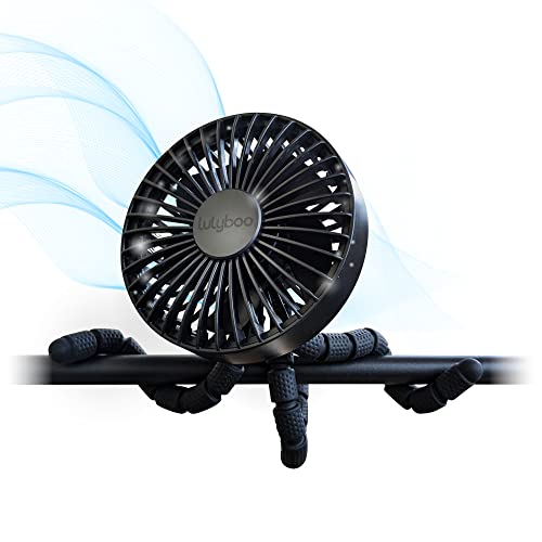 Image of Lulyboo Rechargeable Stroller Fan, 360 Flexible Clip-On Baby Fan with Up to 16 Hours Battery, Waterproof, Adjustable Speed for Strollers, Cribs, Car, Outdoor, Compact & Portable
