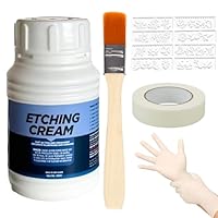 Ekukeon Ätzpaste für Glas,Glas Ätzpaste Mit Handschuhen + Pinsel + Klebeband + Schablone,Ätzpasteglas Farbig,Glasätzpaste für Gläser & Basteln(80g)