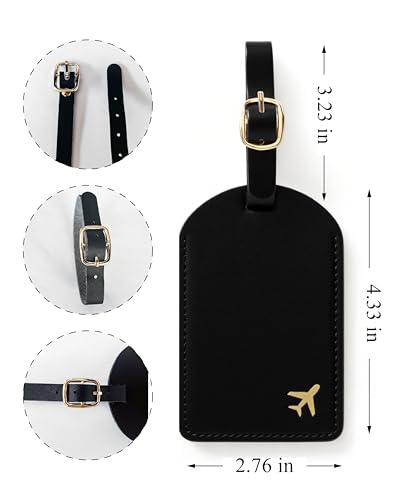 toTravelGear Luggage Tags for Suitcases, PU Leather Travel Tags for Luggage.(Black)