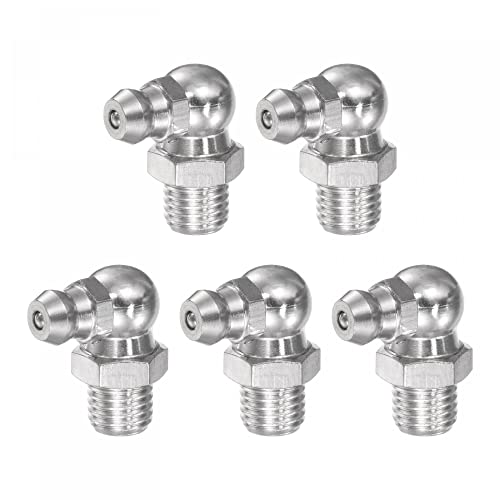 Image of uxcell 201 Stainless Steel 90 Degree Grease Fitting M8 x 1mm Thread Hydraulic Grease Fitting Accessories, 5Pcs