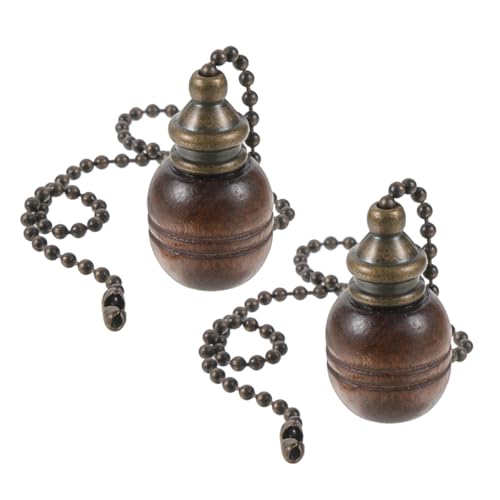 DOITOOL 2pcs Dark Wood Vintage Fan Pull Chains Pendant Extension Decorative Lighting Beaded Pull Cord for Fans and Bedside Lamps