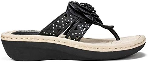 CLIFFS BY WHITE MOUNTAIN Cynthia Women's Thong Sandal, Black/Smooth, 7.5 M | Image 1