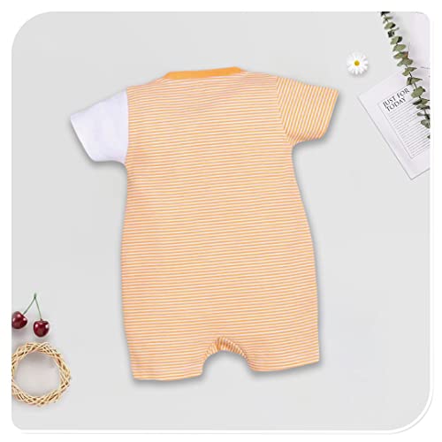 Image of BABY GO Baby Boys & Baby Girls Cotton Romper | Half Sleeve Polo Collar Jumpsuit | Newborn Infant Summer Outfit with Button Closure | Soft Breathable Playsuit | Stylish Print One Piece Dress