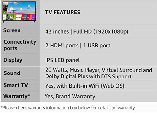 Image of LG 108 cm (43 Inches) Full HD LED Smart TV 43LJ554T (Black)