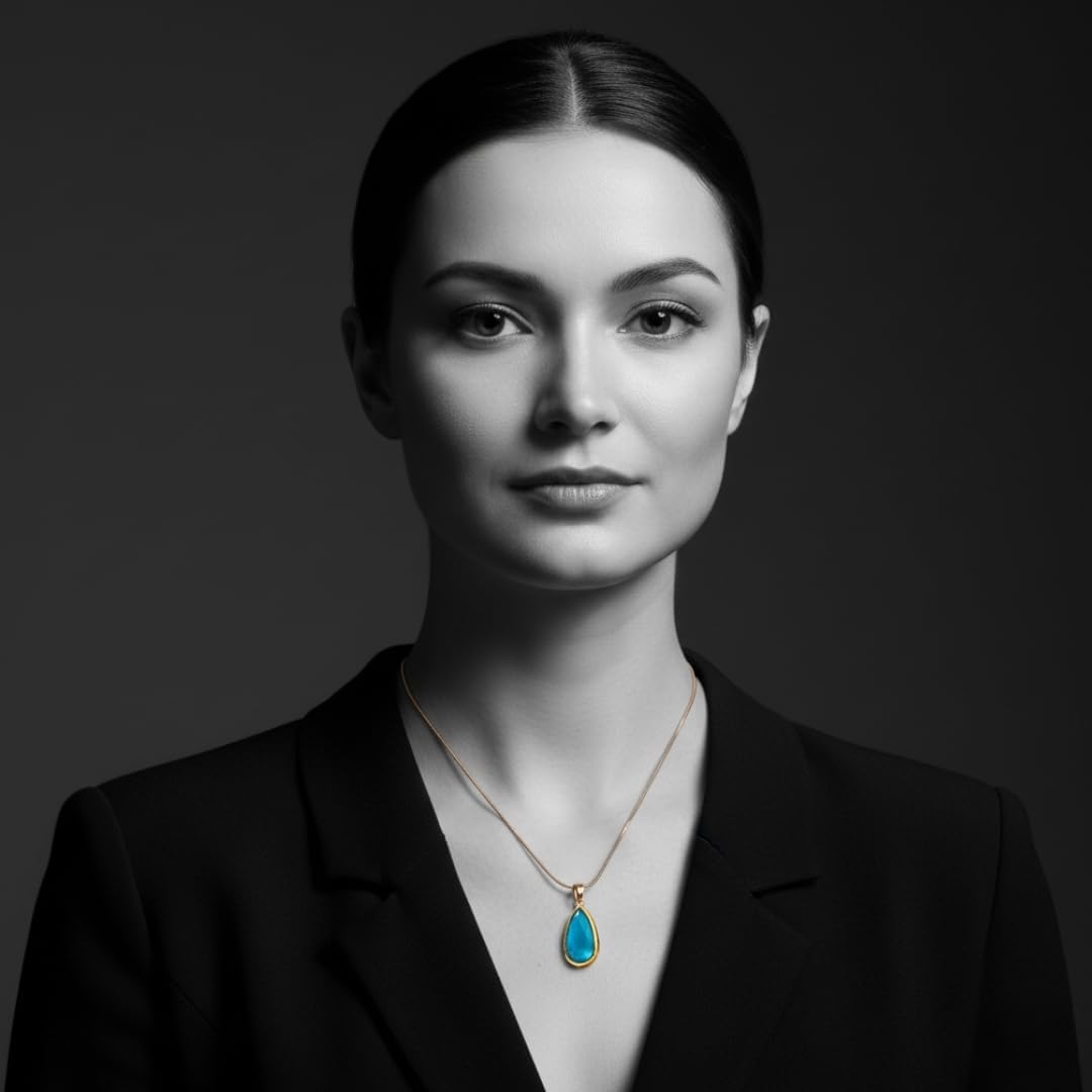 Pendant Snake Chain Necklace for Women gold trendy necklace for womens Dainty Cute Jewellery Minimalist Tarnish-Free Daily Wear Gift for Her Dainty Cute Jewelry gold trendy necklace (Blue Drop) - Image 6