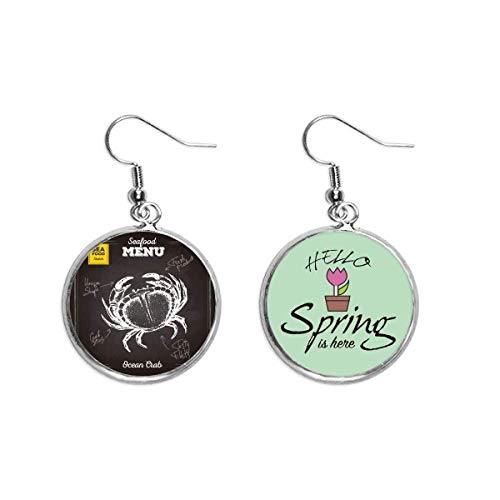 Pendientes de cangrejo de primavera con boceto marino y colgante decorativo