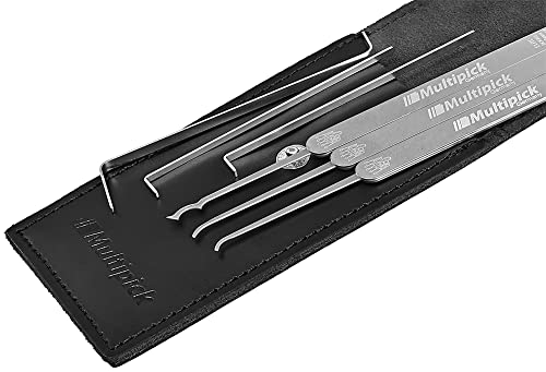 MULTIPICK ELITE 6 Lockpicking Set [6 Teile | 0,6 mm] Lockpick Tool, Schlösser knacken - Lock Picks inkl. Spanner - Schloss picking - Profi Dietrich Set - Lockpicking Kit - Pick Set Kit
