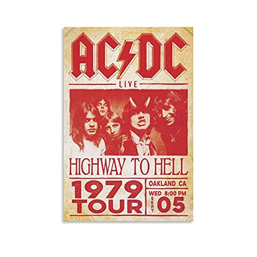 Póster de concierto de 9-acdc 1980 en lienzo y arte de la pared Cover