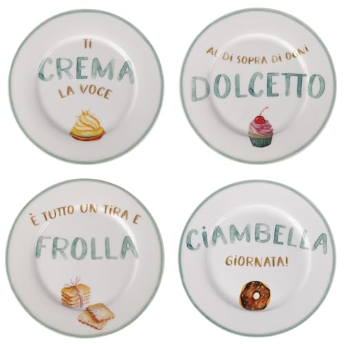 Set 4 Piatto dessert 19 cm in porcellana new bone China, Le Travisate