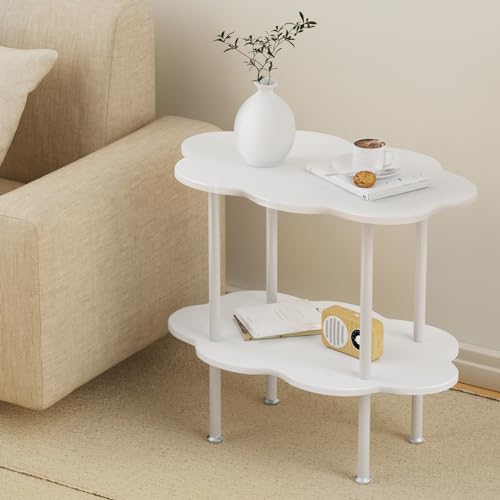 Table d'appoint de style moderne blanc double couche aux finitions soignées