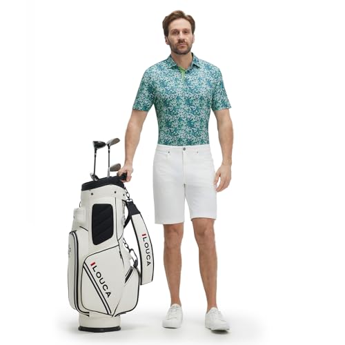 Image of M MAELREG Mens Golf Shirt Short Sleeve Dry Fit Print Moisture Wicking Performance Patterns Collared Polo Shirt