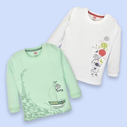 Image of LuvLap Baby Boys 100% Cotton Full Sleeve Boys T-Shirt & Pyjama Sets, Pack of 2