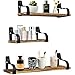 Y&ME Floating Shelves Wall Mounted Set of 3, Rustic Wood Wall Floating Shelves with Brackets, Wall Mounted Organizer Storage Shelf for Bathroom,Bedroom, Living Room, Kitchen, and Office