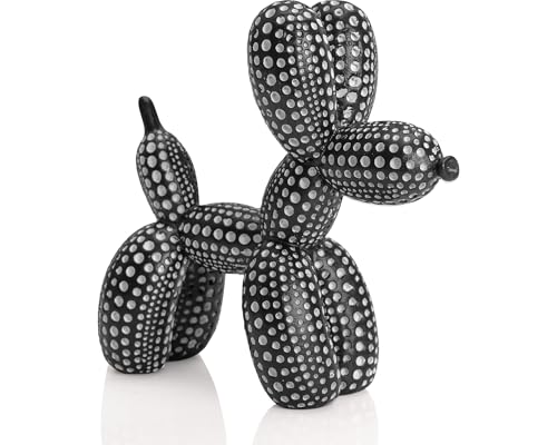BOIHEGU Polka Dot Balloon Dog Statue Decor, Black, Resin, Paperweight, 5 inch, Cool Stuff to Put on Shelves