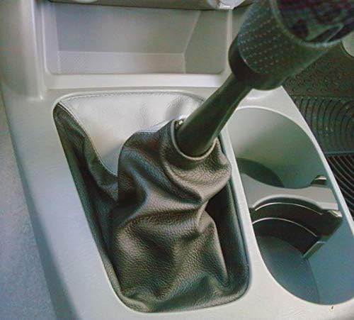 RedlineGoods Shift Boot - Bench Seats - Shorter Console Compatible with Toyota Tacoma 2005-15. Tailor Made - not Universal. Genuine top-Grade Italian Black Leather with Blue Thread