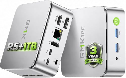 GMKtec Mini PC Ryzen 5 3500U (Mejor Que N150), 16GB RAM 1TB SSD, LAN 2.5GbE, WiFi, BT, USB-C, DP, Soporte Triple Pantalla 4K, Ordenador de Escritorio para Oficina y Hogar Nucbox G10