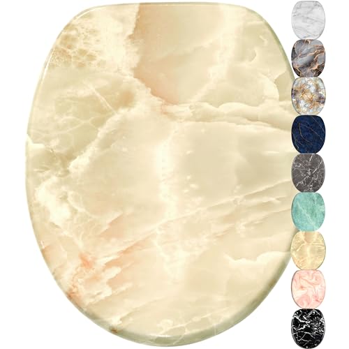 Sanilo WC Sitz mit Absenkautomatik, viele schöne Marmor Toilettendeckel zur Auswahl, hochwertige und stabile Qualität (Marmor Natur)