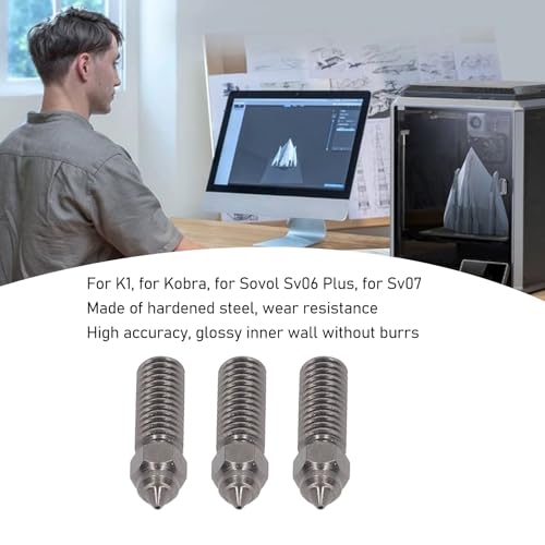 Bicos de Aço Endurecido 3 PCS para K1, para Kobra, para Sovol Sv06 Plus Sv07 Bicos Extrusores de Imp
