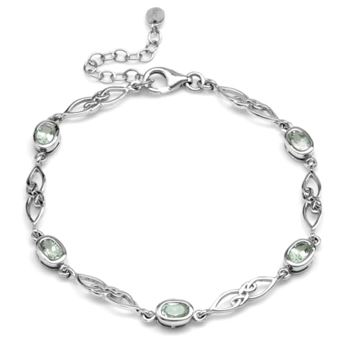 Image of Silvershake Birthstone Gemstones White Gold Plated or Yellow Gold Plated 925 Sterling Silver Scroll /Filigree Celtic Knot Weave 7.25 to 8.75 Inch with Adjustable Extension Bracelet Jewelry for Women