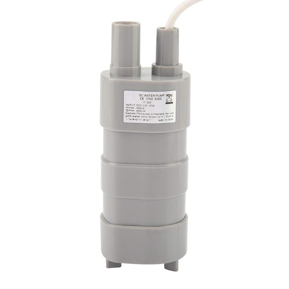 Pompe Submersible DC 12V, 600L/H, Petite Pompe à Eau Immergée pour Aquarium, Étang, Piscine, Jardin, 5m de Levage, 105.9x33.3x38.33mm