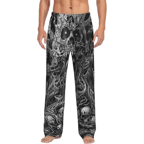 Horror Cartoon Loose Comfortable Pajama Pants For Men With Elastic Waistband Lounge Pants Black