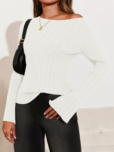 Image of Cicy Bell Womens Bell Long Sleeve Tops Going Out Knitted Fall Pullover Lightweight Sweater Shirts