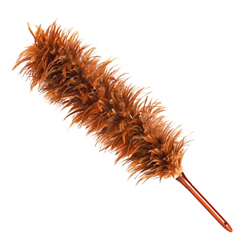 Plumero de plumas de pollo naturales para limpieza del polvo doméstico 2