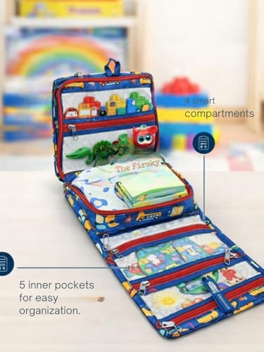 Image of Foldable Travel Kit | Multipurpose All-in-One Compact, Durable, Lightweight, Waterproof, Bag | Travel Friendly Pouch Ideal for Diaper, Medicines, Accessory & Toiletry (Transport Print)